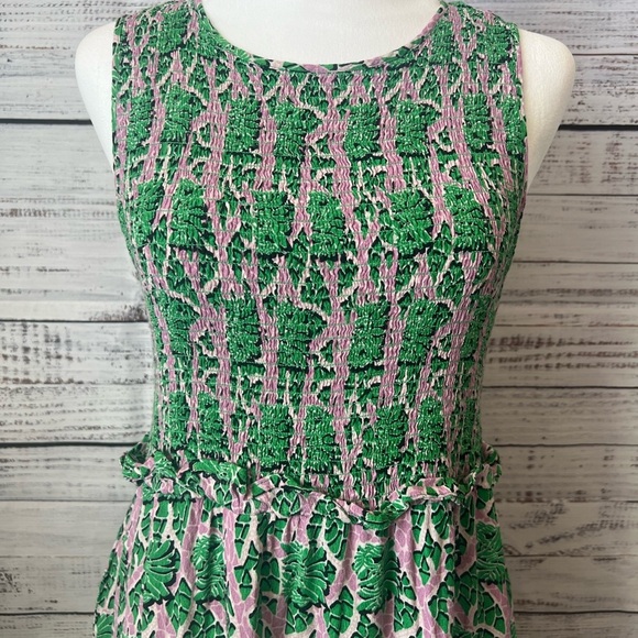 MELLODAY - WOMEN’S SLEEVELESS MAXI DRESS GREEN AND PINK SIZE L TROPICAL - Picture 4 of 10
